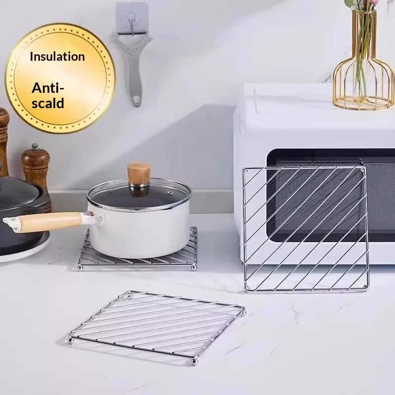 Kitchen Baking Pan Organizer - Metal Heat Insulation Trivet Stainless Steel